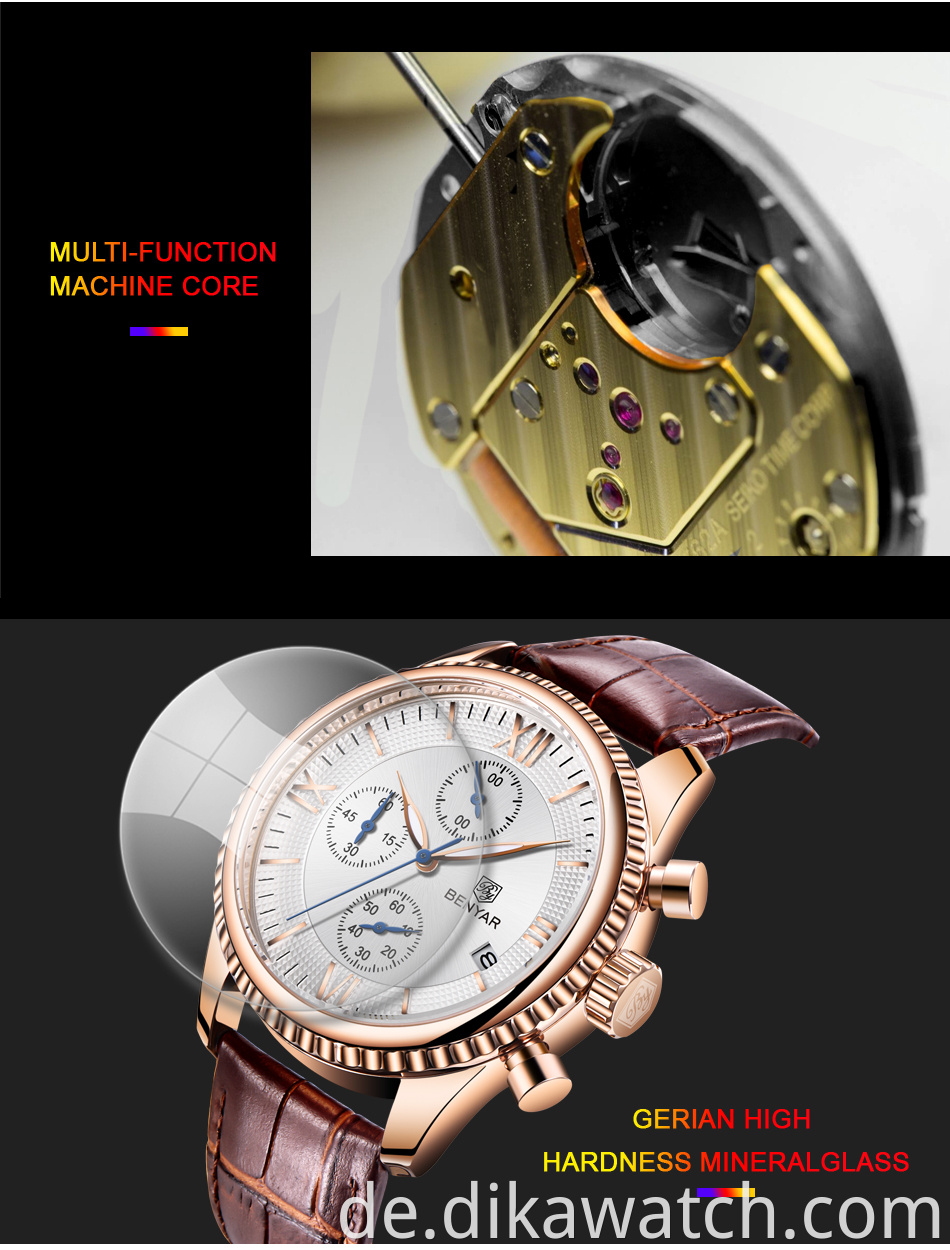 Top Luxusmarke Benyar Uhren Herren Armbanduhr Mode Sport Quarz Wasserdichtes Leder Herren Business Uhr Relogio Masculino